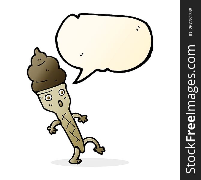 Cartoon Ice Cream With Speech Bubble