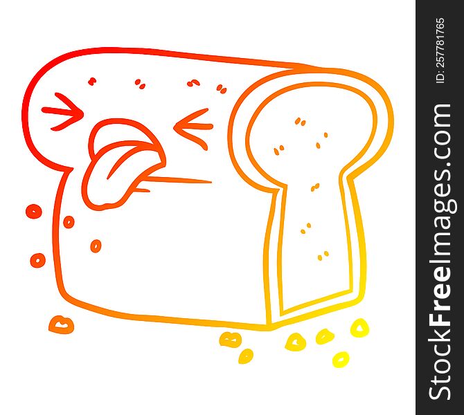 warm gradient line drawing of a cartoon disgusted loaf of bread