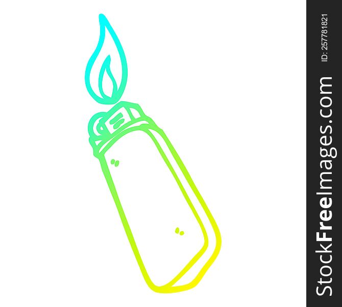 cold gradient line drawing of a cartoon disposable lighter