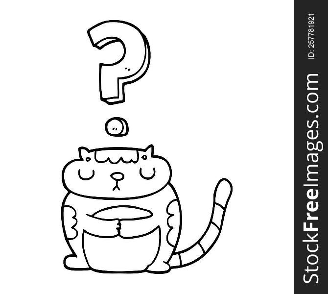 cartoon cat with question mark