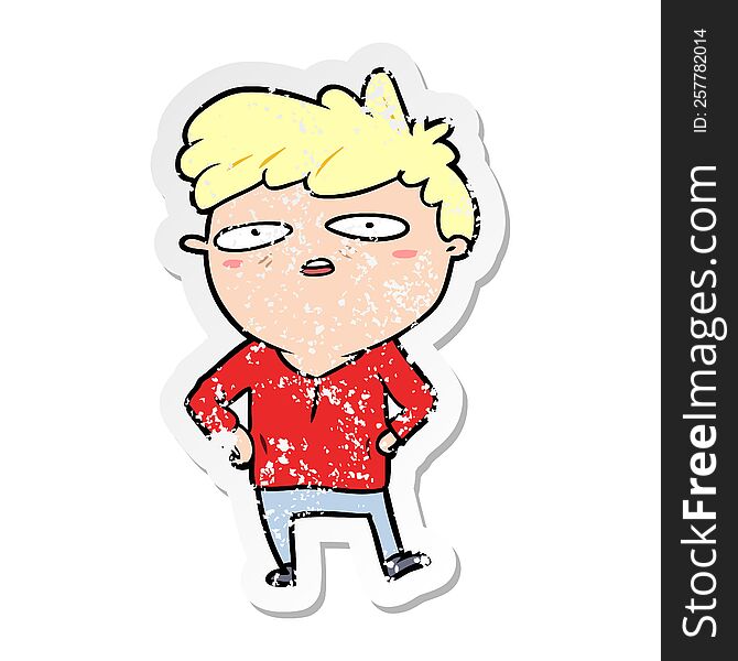 Distressed Sticker Of A Cartoon Impatient Man