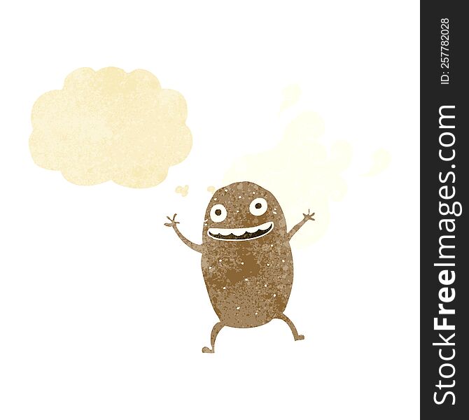 Cartoon Happy Potato With Thought Bubble