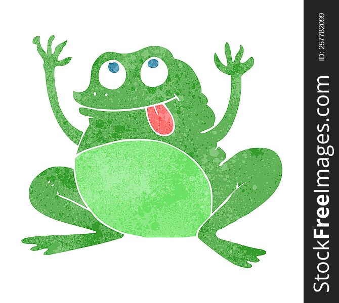 funny freehand retro cartoon frog. funny freehand retro cartoon frog