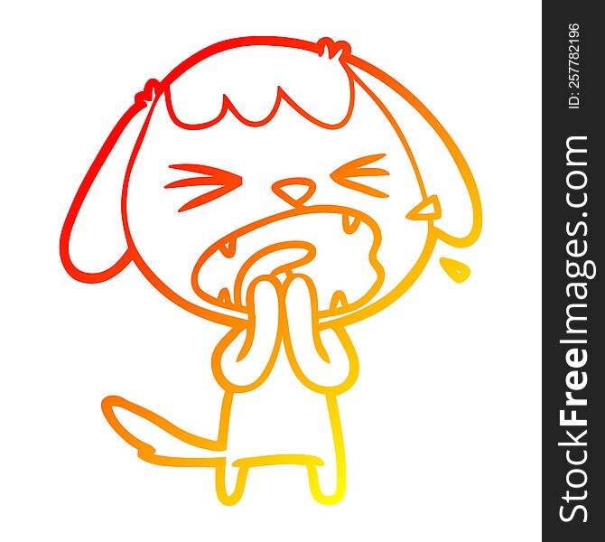 warm gradient line drawing cute cartoon dog barking