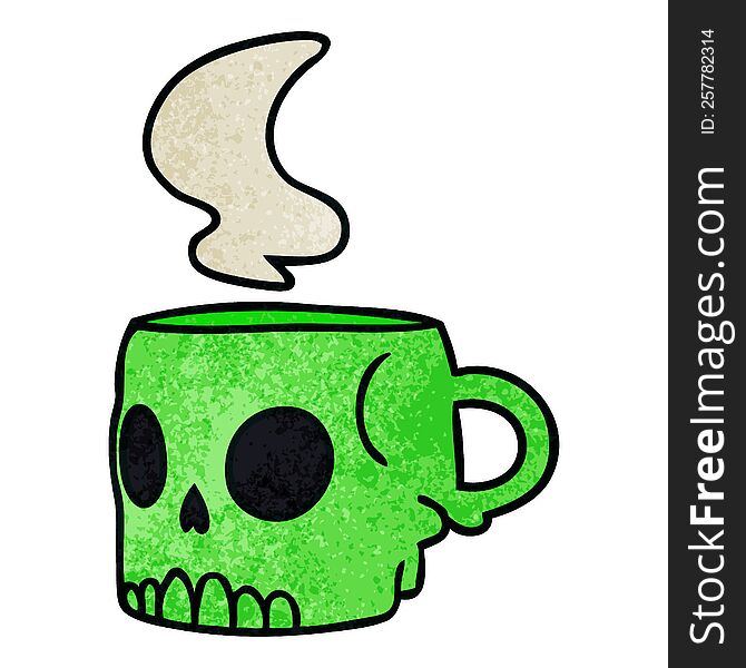 Textured Cartoon Doodle Of A Skull Mug