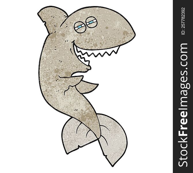 freehand textured cartoon laughing shark