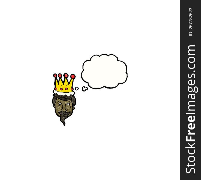 king\'s head with thought bubble cartoon