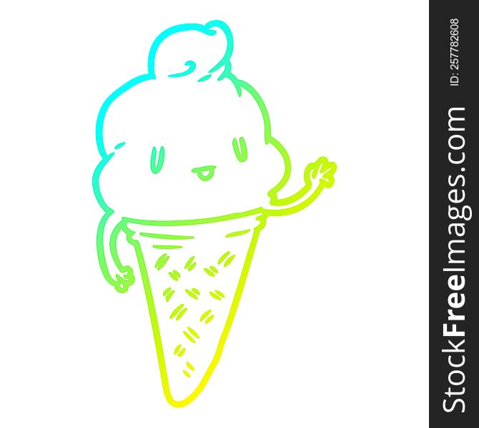 Cold Gradient Line Drawing Cute Ice Cream