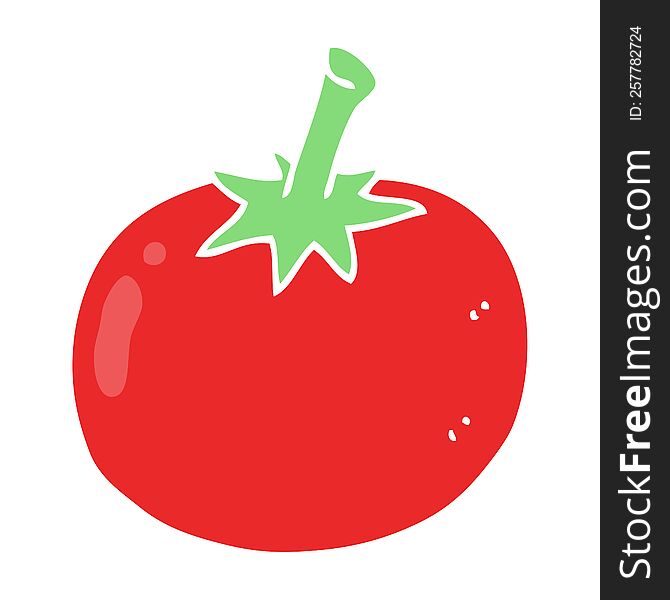 Flat Color Illustration Of A Cartoon Tomato