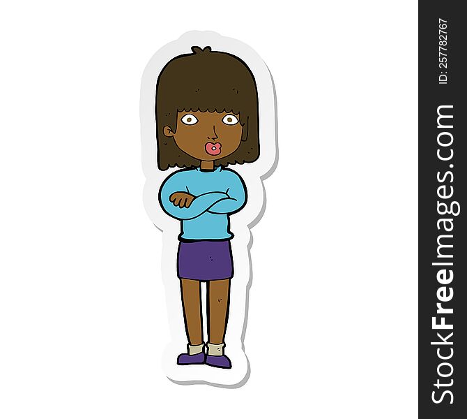 sticker of a cartoon impatient woman