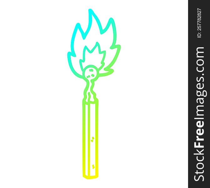 cold gradient line drawing of a cartoon burning match