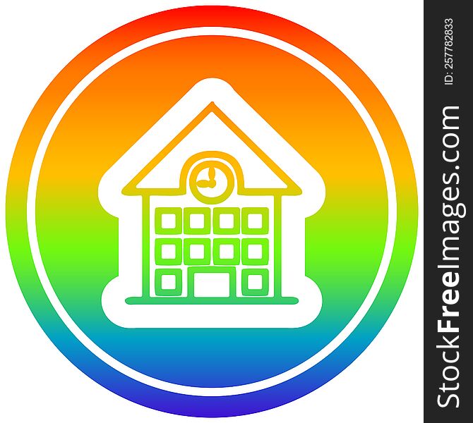 School House Circular In Rainbow Spectrum