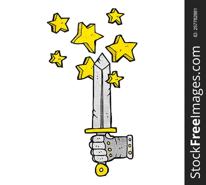 freehand drawn texture cartoon hand holding magic sword