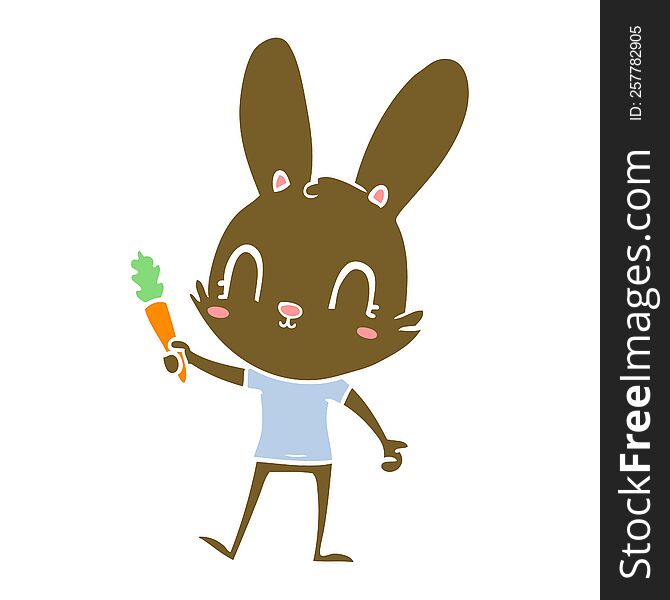 cute flat color style cartoon rabbit with carrot