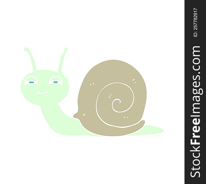 flat color illustration of cute snail. flat color illustration of cute snail