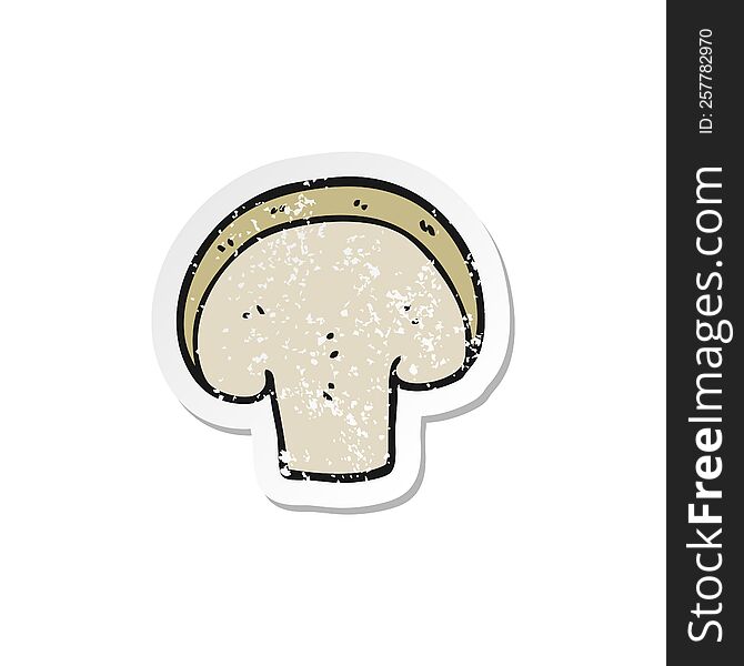 distressed sticker of a cartoon mushroom slice