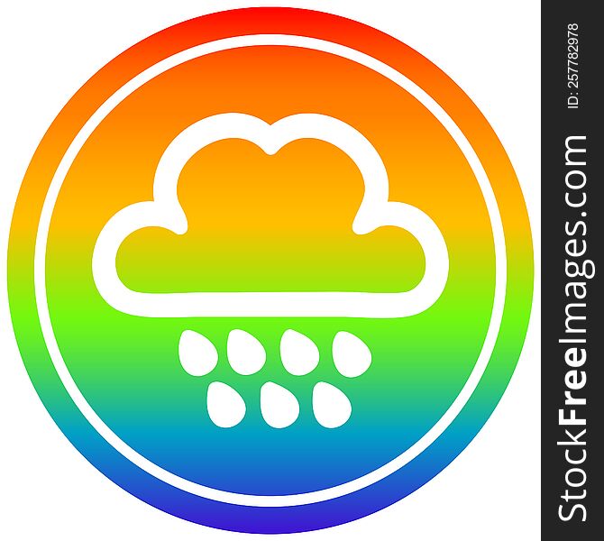 rain cloud circular icon with rainbow gradient finish. rain cloud circular icon with rainbow gradient finish