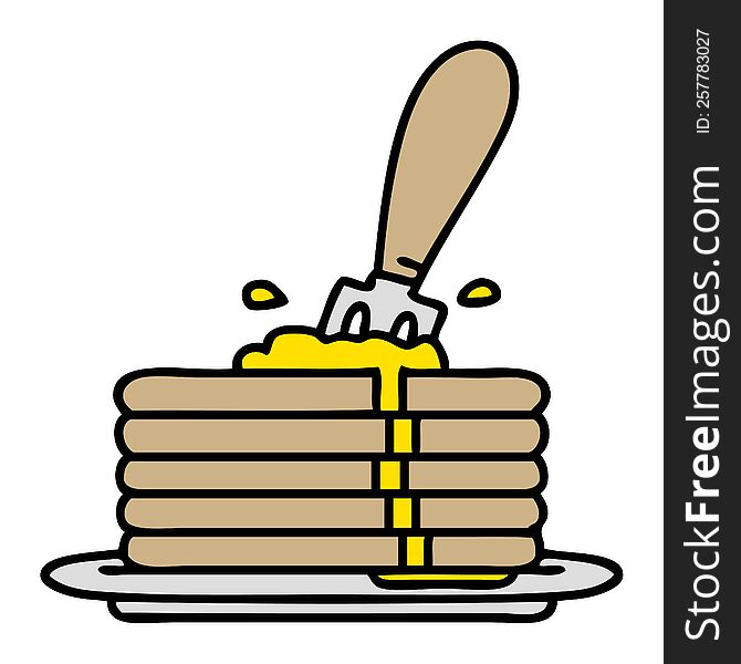 cartoon stack of pancakes with butter