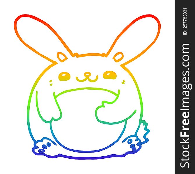 Rainbow Gradient Line Drawing Cartoon Rabbit