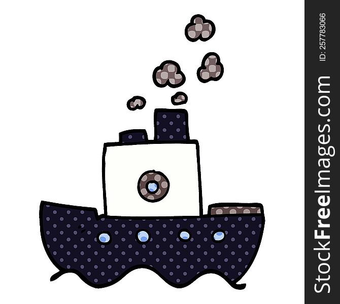 cartoon doodle steam boat