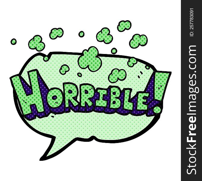 freehand drawn comic book speech bubble cartoon word horrible
