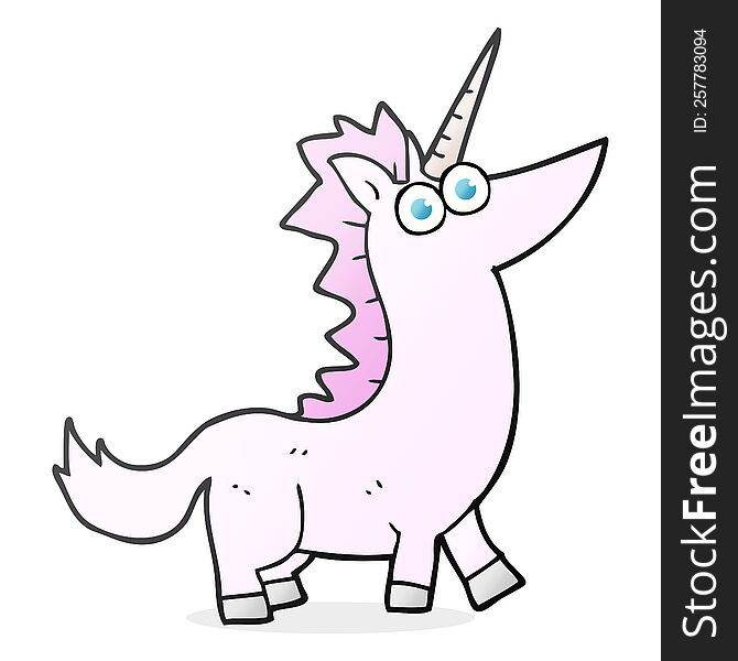 freehand drawn cartoon unicorn