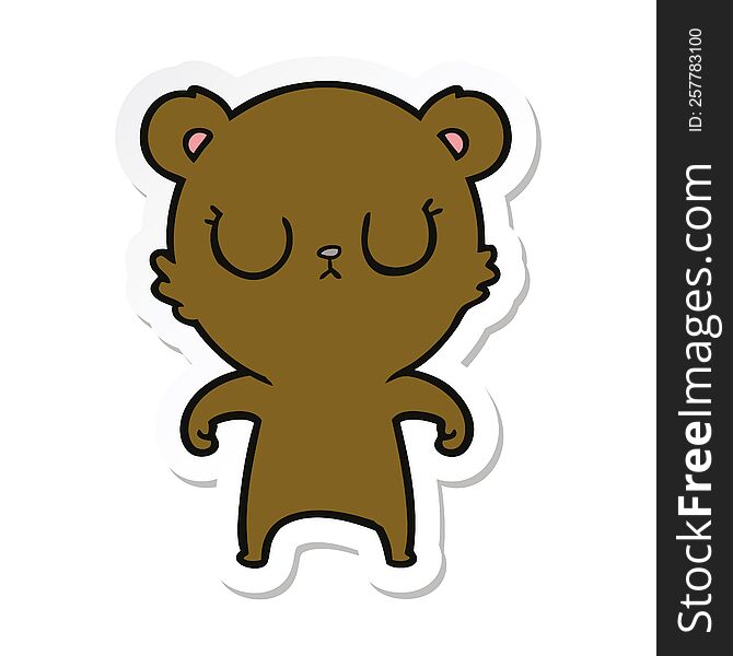 Sticker Of A Peaceful Cartoon Bear