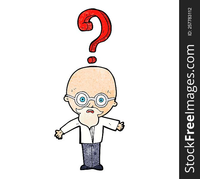 Cartoon Older Man With Question