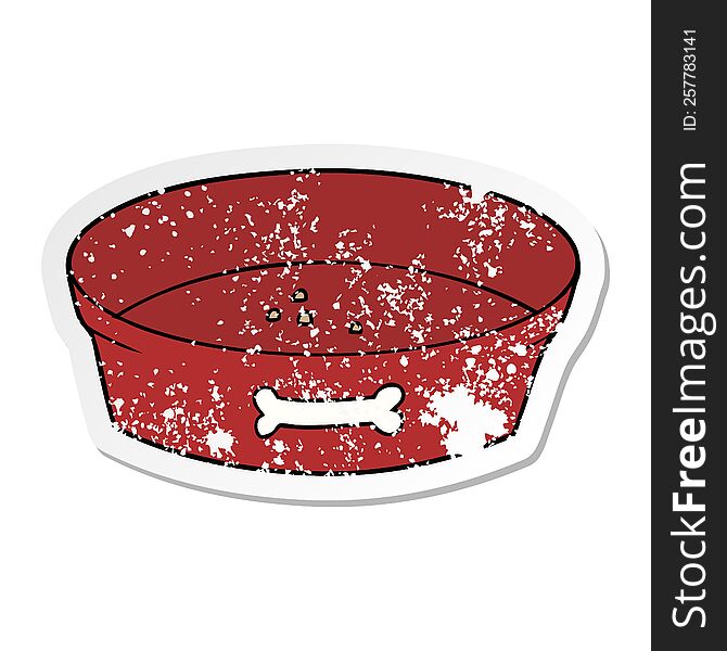 distressed sticker of a cartoon empty dog food bowl