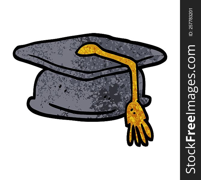 grunge textured illustration cartoon graduation hat