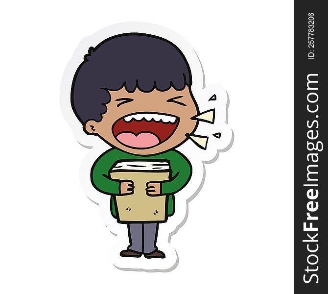 Sticker Of A Cartoon Laughing Man