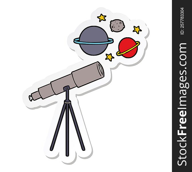 sticker of a cartoon telescope