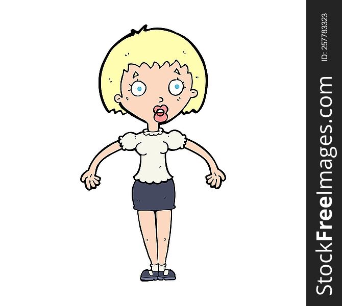 Cartoon Confused Woman Shrugging Shoulders