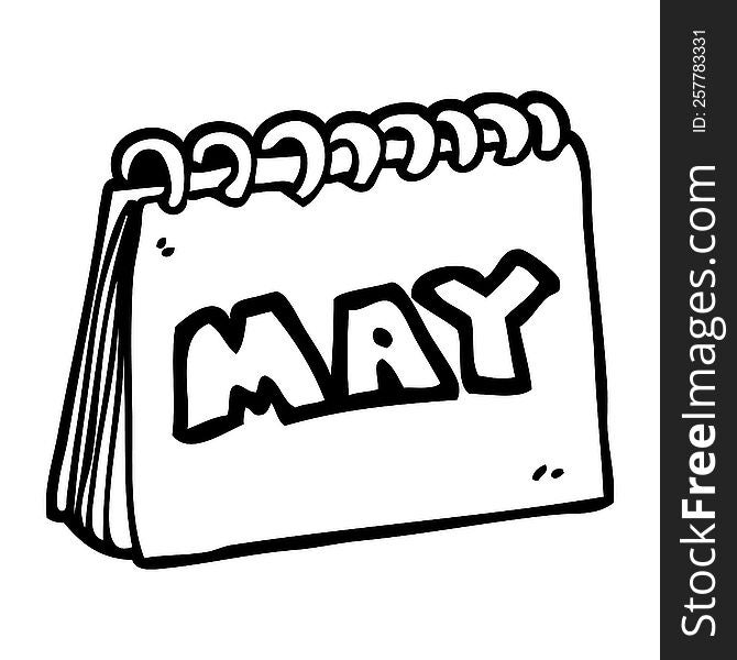 line drawing cartoon calendar showing month of may