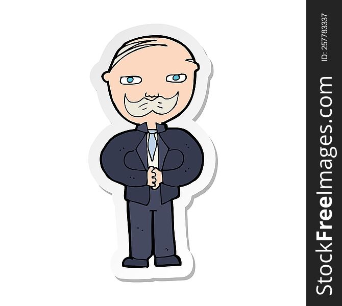 Sticker Of A Cartoon Old Man With Mustache