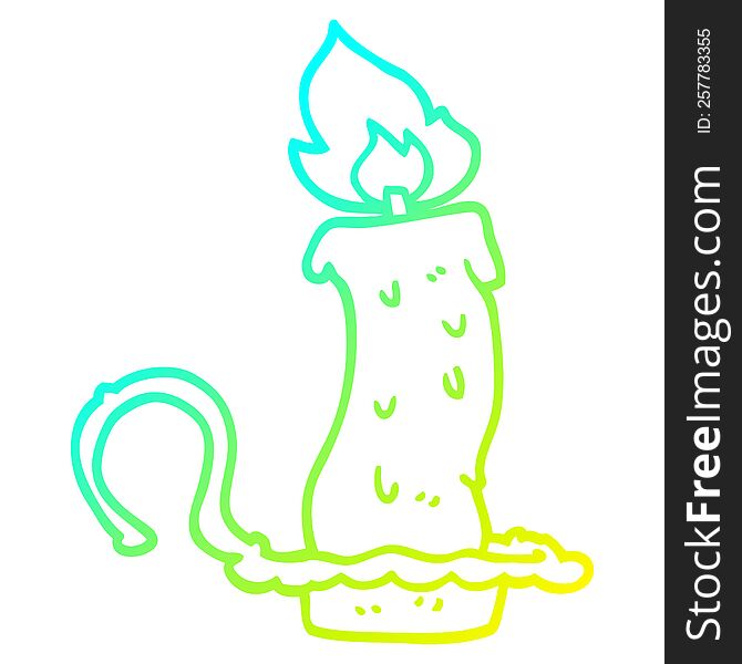 cold gradient line drawing of a cartoon burning halloween candle