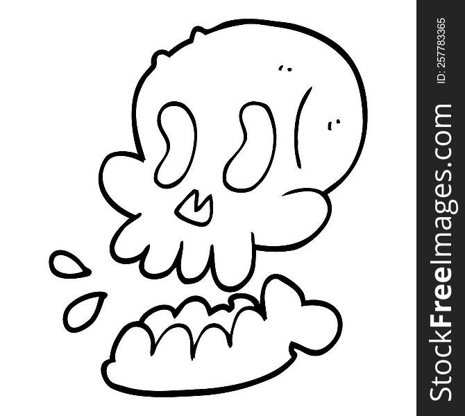 Funny Line Drawing Cartoon Skull