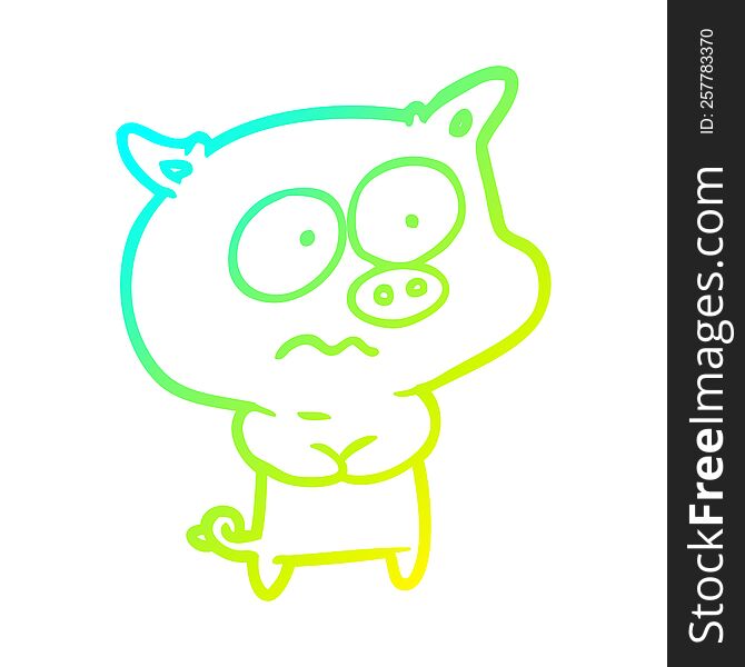 cold gradient line drawing of a nervous pig