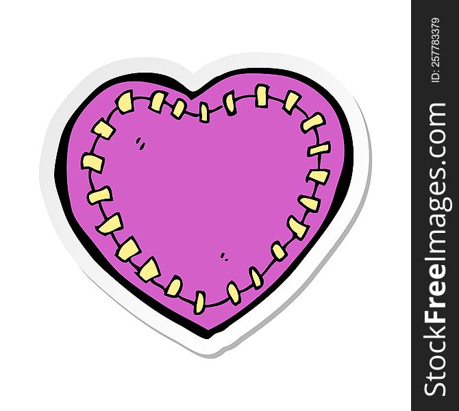 Sticker Of A Cartoon Stitched Heart