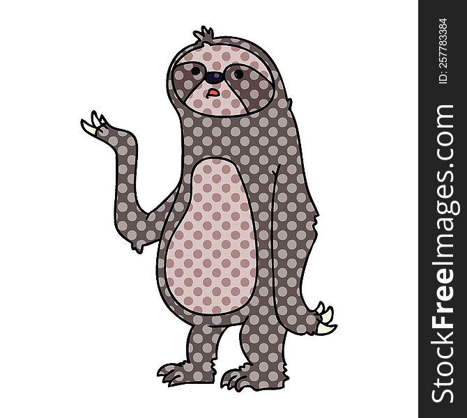 Quirky Comic Book Style Cartoon Sloth