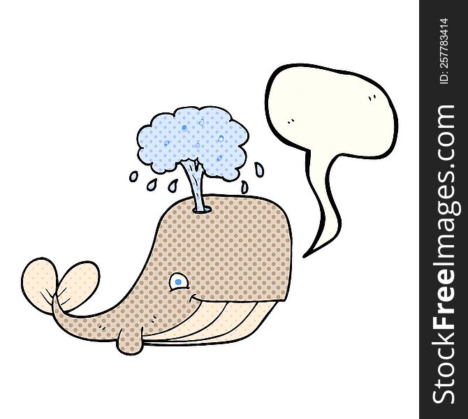 freehand drawn comic book speech bubble cartoon whale spouting water