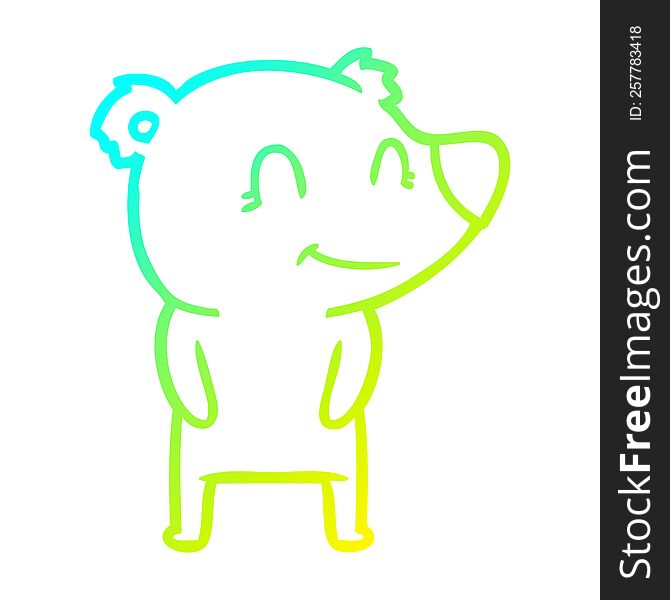 Cold Gradient Line Drawing Friendly Bear Cartoon