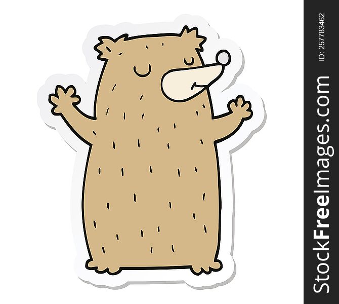 Sticker Of A Cartoon Bear