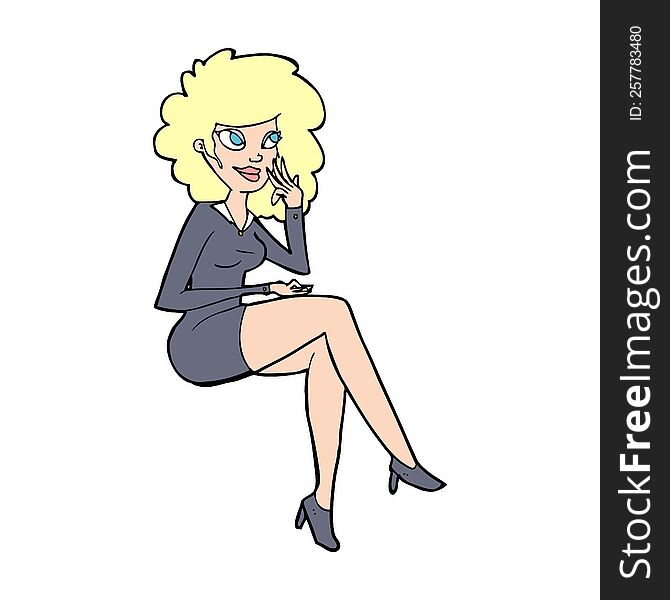 Cartoon Office Woman Sitting