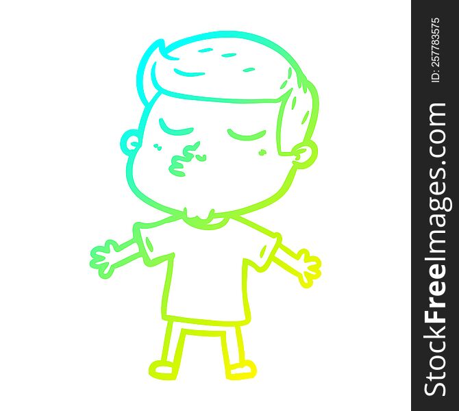 Cold Gradient Line Drawing Cartoon Model Guy Pouting