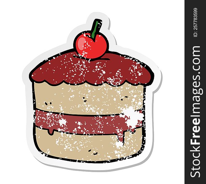 Distressed Sticker Of A Cartoon Cake