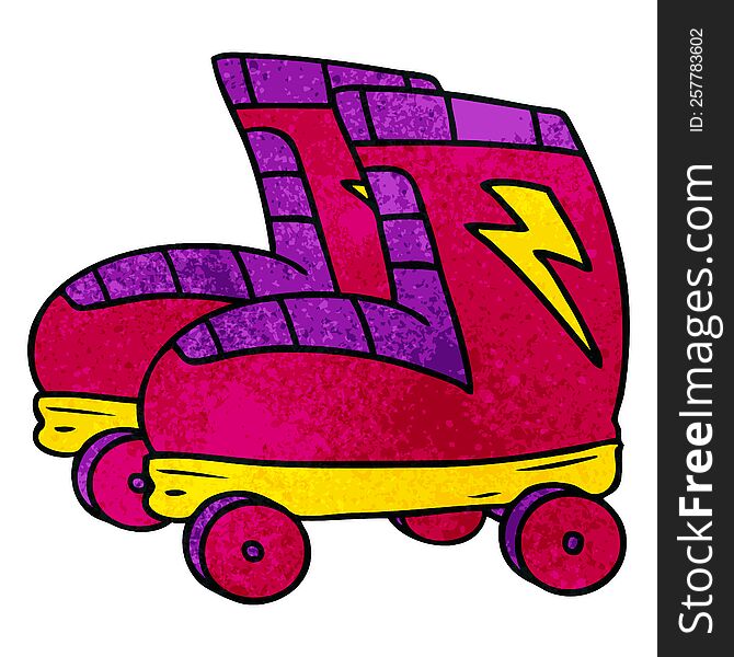 Textured Cartoon Doodle Of Roller Skates