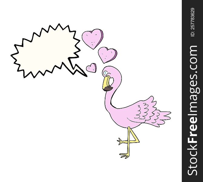 Speech Bubble Cartoon Flamingo In Love