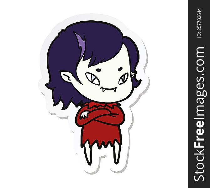 Sticker Of A Cartoon Friendly Vampire Girl