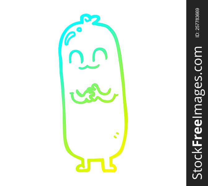 cold gradient line drawing of a cartoon sausage